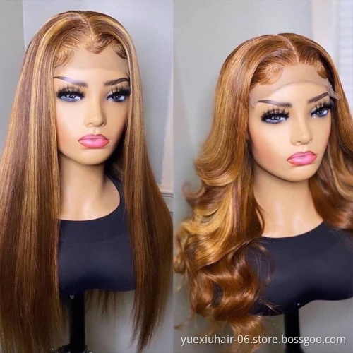 13x6 Hd Transparent medium brown Swisss Lace Frontal 100% raw virgin  remy Human Wig for Black with Baby hair vendor